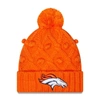 NEW ERA GIRLS YOUTH NEW ERA ORANGE DENVER BRONCOS TOASTY CUFFED KNIT HAT WITH POM