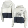 47 '47 HEATHERED GRAY SEATTLE SEAHAWKS LIZZY CUTOFF PULLOVER HOODIE