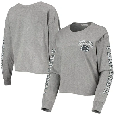 47 ' Heathered Grey Penn State Nittany Lions Ultra Max Parkway Long Sleeve Cropped T-shirt In Heather Grey