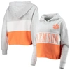 47 '47 HEATHERED GRAY/HEATHERED ORANGE CLEMSON TIGERS LIZZY COLORBLOCKED CROPPED PULLOVER HOODIE
