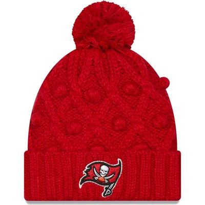 NEW ERA GIRLS YOUTH NEW ERA RED TAMPA BAY BUCCANEERS TOASTY CUFFED KNIT HAT WITH POM