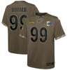 NIKE YOUTH NIKE AARON DONALD OLIVE LOS ANGELES RAMS 2022 SALUTE TO SERVICE PLAYER LIMITED JERSEY