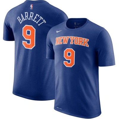 Nike Blue New York Knicks Rj Barrett Name & Number T-shirt