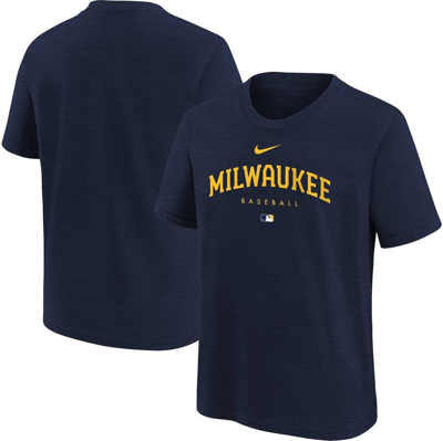 Nike Kids' Youth   Navy Milwaukee Brewers Authentic Collection Early Work Tri-blend T-shirt