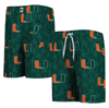 WES & WILLY YOUTH WES & WILLY  GREEN MIAMI HURRICANES PALM TREE SWIM SHORTS