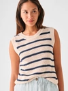 Faherty Miramar Muscle Sweater Tank In Natural Navy Stripe