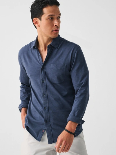 Faherty Sunwashed Knit Shirt (single Pocket) (tall) In Dune Navy