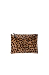 CLARE V CLARE V. FLAT CALF HAIR CLUTCH IN BROWN.,CLAR-WY87