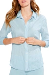 Nic + Zoe Crinkle Button-up Cotton Shirt In Blue