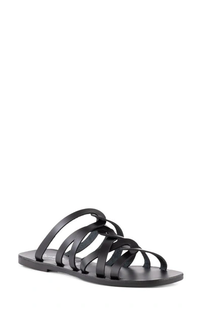 Seychelles Off The Grid Womens Strappy Leather Slide Sandals In Black