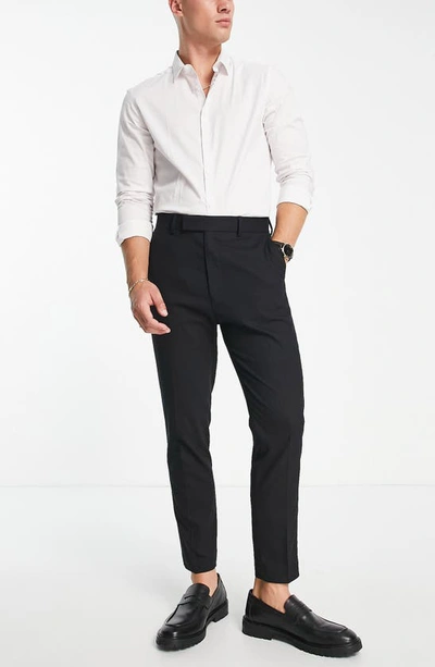 Asos Design Tapered Smart Trousers In Black In Gray