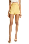 JACQUEMUS AREIA HIGH WAIST CUTOUT LINEN BLEND SHORTS