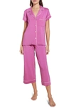 Eberjey Gisele Cropped Two-piece Jersey Pajama Set In Italian / Ivory