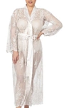 Rya Collection Plus Size Darling Long Embroidered Lace Robe In Ivory