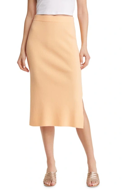 Paige Women's Elana Rib-knit Midi-skirt In Light Orange Peel