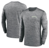 NIKE NIKE GRAY SEATTLE SEAHAWKS SIDELINE VELOCITY ATHLETIC STACK PERFORMANCE LONG SLEEVE T-SHIRT