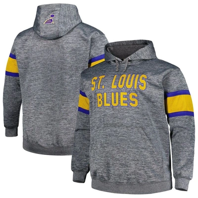 Profile Men's Heather Charcoal St. Louis Blues Big And Tall Stripe Pullover Hoodie