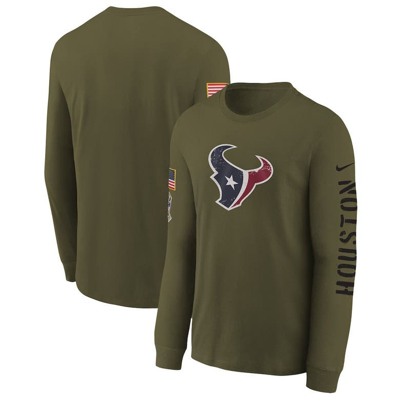 Nike Kids' Youth  Olive Houston Texans 2022 Salute To Service Team Logo Long Sleeve T-shirt