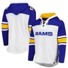 47 '47 LOS ANGELES RAMS HEATHER GRAY GRIDIRON LACE-UP PULLOVER HOODIE