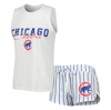 CONCEPTS SPORT CONCEPTS SPORT WHITE CHICAGO CUBS REEL PINSTRIPE TANK TOP & SHORTS SLEEP SET