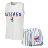 Concepts Sport Women's  White Chicago Cubs Reel Pinstripe Tank Top And Shorts Sleep Set In White