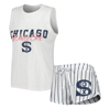 CONCEPTS SPORT CONCEPTS SPORT WHITE CHICAGO WHITE SOX REEL PINSTRIPE TANK TOP & SHORTS SLEEP SET