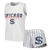 Concepts Sport Women's  White Chicago White Sox Reel Pinstripe Tank Top And Shorts Sleep Set In White
