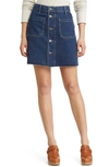 Boden Button Through Denim Skirt In Indigo