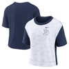 Nike Women's  Navy, White Cleveland Guardians Line Up High Hip Fashion T-shirt In Navy
