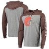 47 '47 HEATHERED GRAY/BROWN CLEVELAND BROWNS FRANKLIN WOOSTER LONG SLEEVE HOODIE T-SHIRT