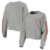 47 '47 HEATHERED GRAY WISCONSIN BADGERS ULTRA MAX PARKWAY LONG SLEEVE CROPPED T-SHIRT