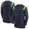 Nike College Navy Seattle Seahawks Sideline Tonal Logo Performance Player Long Sleeve T-shirt In Navy