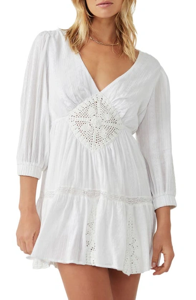 Free People Hudson Crochet Detail Cotton Dress In White