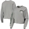 47 '47 HEATHERED GRAY MICHIGAN STATE SPARTANS ULTRA MAX PARKWAY LONG SLEEVE CROPPED T-SHIRT