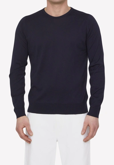 John Smedley Basic Knitted Sweater In Blue
