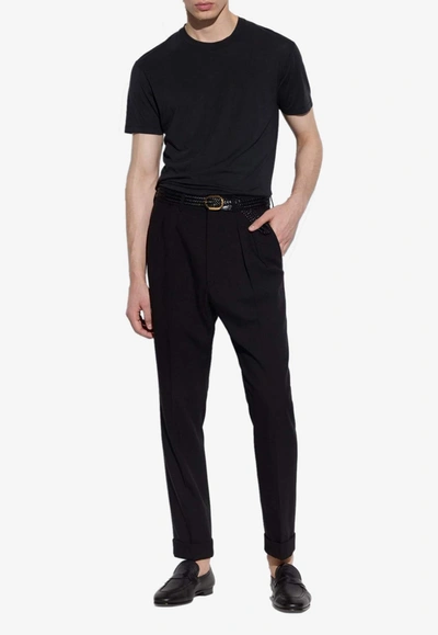 Tom Ford Crewneck Solid T-shirt In Black