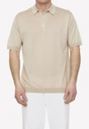 John Smedley Textured Fine-knit Wool Polo Shirt In Beige