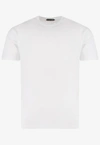 Tom Ford White Crewneck T-shirt With Tf Embroidery In Lyocell And Cotton Blend Man In White