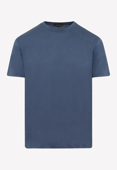 Tom Ford Crewneck Solid T-shirt In Blue