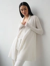 WHITE + WARREN ESSENTIAL CASHMERE TRAPEZE CARDIGAN SWEATER IN SOFT WHITE