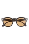 Oliver Peoples Boudreau La 48mm Round Sunglasses In Black