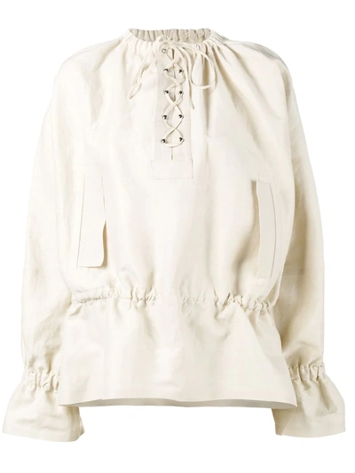 Jw Anderson Lace-up Canvas Tunic In Beige