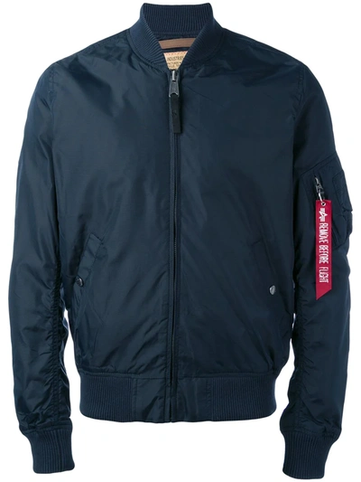 Alpha Industries 拉链口袋袖飞行员夹克 In Navy