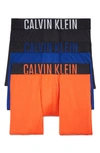 Calvin Klein Intense Power Boxer Briefs, Pack Of 3 In Black/ Orange/ Blue