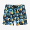 Vilebrequin Boys Blue Fish Print Swim Shorts In Blue
