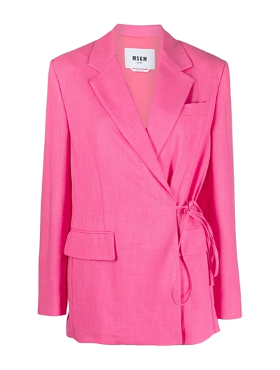 Msgm Lace-up Jacket In Pink & Purple