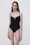 Simkhai Laine Ruched Underwire One-piece Swimsuit In Black