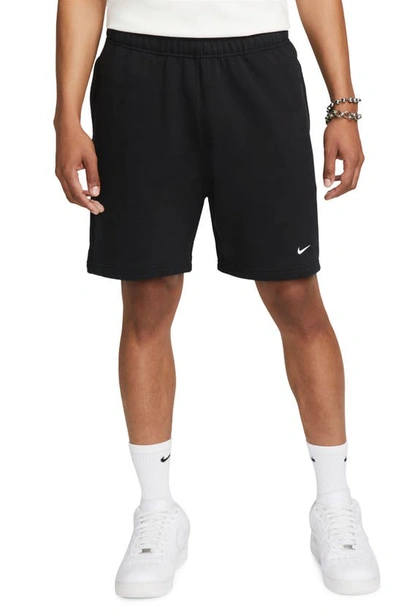 Nike Solo Swoosh Cotton Blend Shorts In Black/(white)