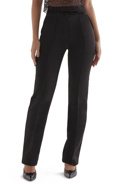 House Of Cb Womens Black Laurel Darted-back Straight-leg High-rise Stretch-woven Trousers