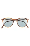 Oliver Peoples Men's O'malley Nyc Peaked Round Sunglasses In Brown Wood